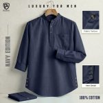 Premium Cotton Katua- Navy Blue