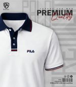 Premium PK Cotton Polo Shirt- White Navy - Image 2