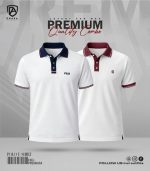 Premium PK Cotton Polo Shirt- White Meroon - Image 4