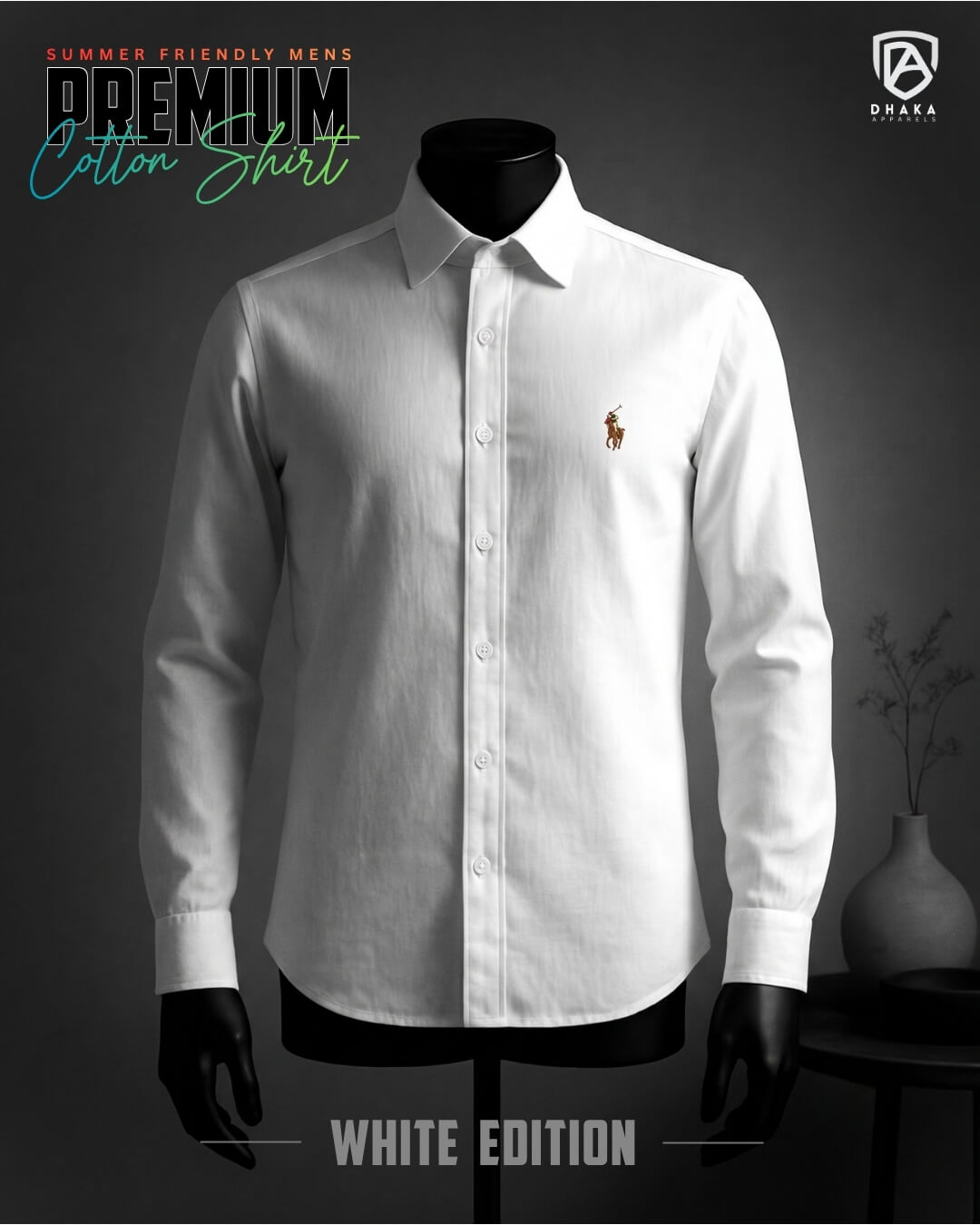 1 Oxford Cotton Premium Full Sleeve Shirt - (White) - Image 1