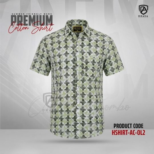 1 Arong Print Half Sleeve Cotton Shirt | HSHIRT-AC-OL2 - Image 1