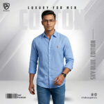 Oxford Cotton Premium Full Sleeve Shirt - (Sky Blue) - Image 3