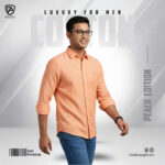 Oxford Cotton Premium Full Sleeve Shirt - (Peach) - Image 3