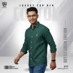 Oxford Cotton Premium Full Sleeve Shirt - (Bottle Green) - Image 3