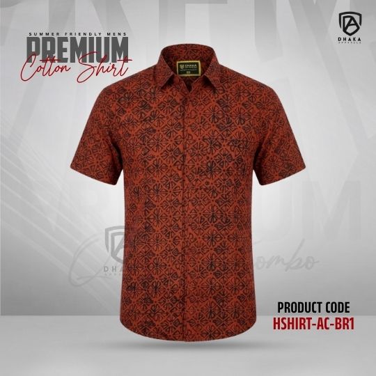 5 Arong Print Half Sleeve Cotton Shirt | HSHIRT-AC-BR1 - Image 1