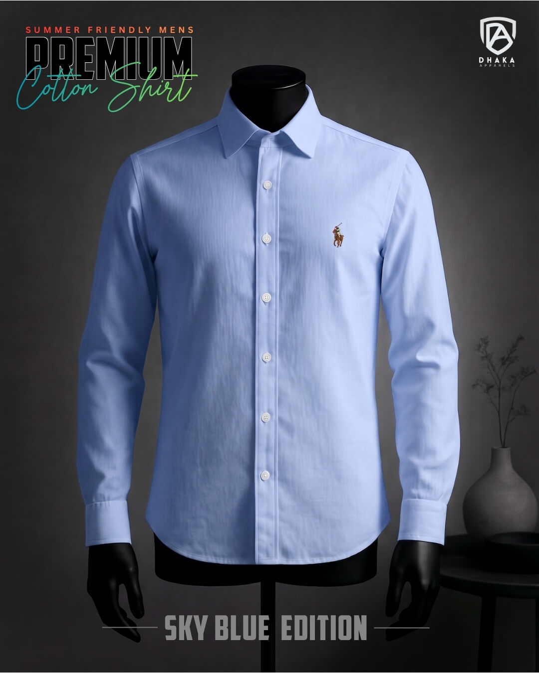 6 Oxford Cotton Premium Full Sleeve Shirt - (Sky Blue) - Image 1