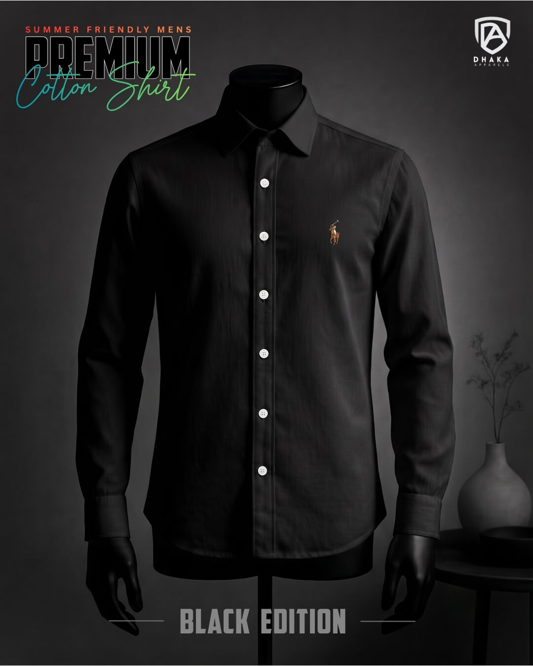 7 Oxford Cotton Premium Full Sleeve Shirt - (Black) - Image 1