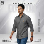Oxford Cotton Premium Full Sleeve Shirt - (Gray) - Image 3