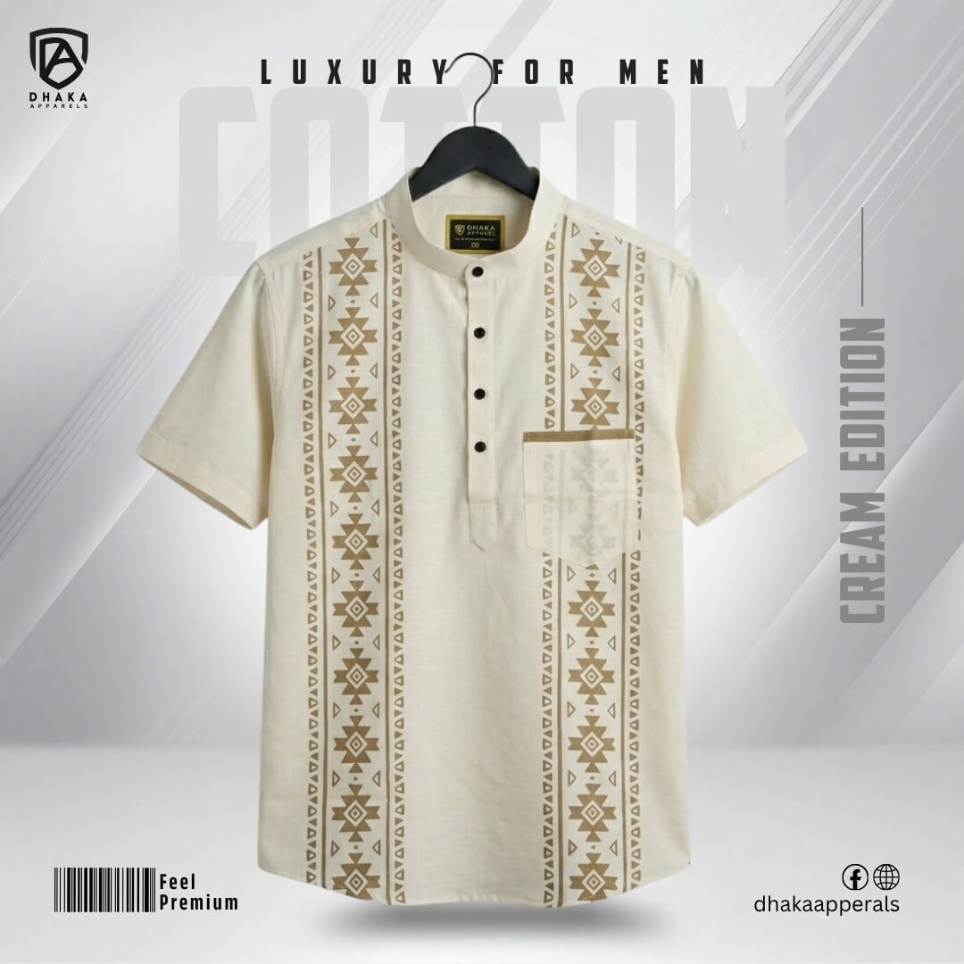 89 Premium Cotton Half Katua (Cream) - Image 1