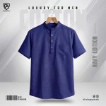Elite Slub Cotton Half Katua (Navy)