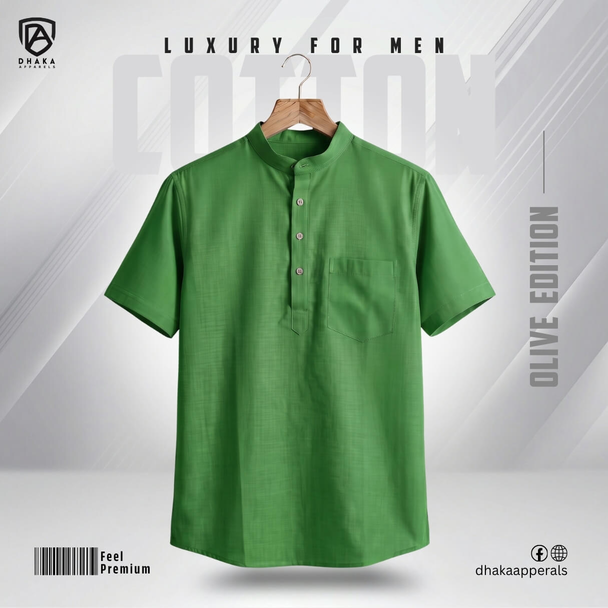 95 Elite Slub Cotton Half Katua (Olive) - Image 1