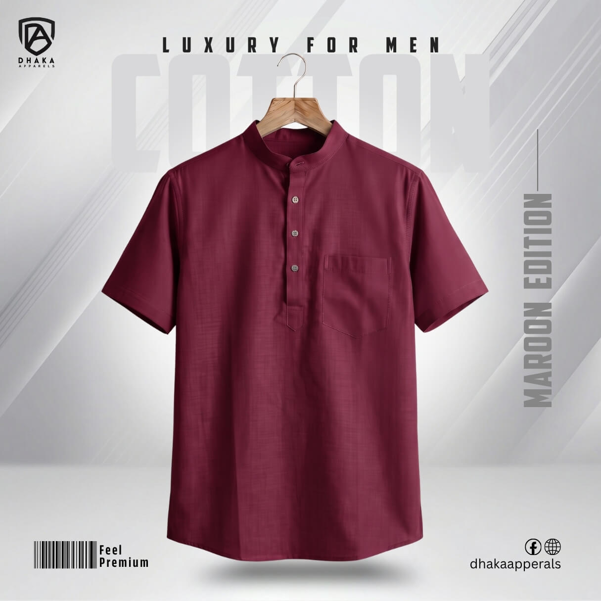 98 Elite Slub Cotton Half Katua (Maroon) - Image 1