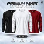 3 Pcs COMBO Premium Full SLeeve T-shirt (Black, Maroon, White)
