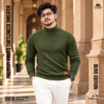 Premium Ribbed Turtleneck Sweater- Olive