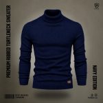 Premium Ribbed Turtleneck Sweater (Navy) - Image 4