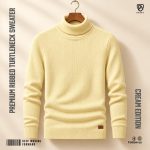 2 Pcs Combo Ribbed Turtleneck Sweater (Olive, Cream) - Image 3