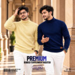 2 Pcs Combo Ribbed Turtleneck Sweater- Navy, Cream