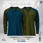 Raglan Full Sleeve Premium T-shirt (2 Pcs COMBO- Olive, Patrol)