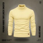 Premium Ribbed Turtleneck Sweater (Cream) - Image 4