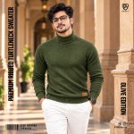 2 Pcs Combo Ribbed Turtleneck Sweater (Olive, Cream) - Image 4